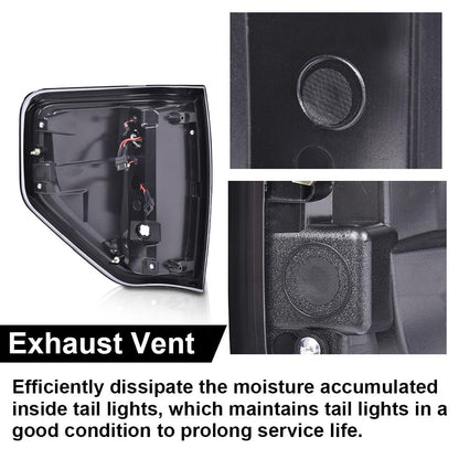 G-PLUS LED Tail Lights Fit Ford F150 2009-2014 Rear Brake Parking Tail Lamps w/Wiring Harness Driver & Passenger Clear lens Black Housing Red light Bar Luces Traseras Faros TraserosAssembly