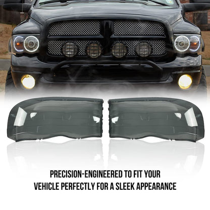 G-PLUS Chrome Housing Amber Corner Headlight Lamps Cover Smoke Compatible with 2002-2005 Dodge Ram 1500/2003-2005 Dodge Ram 2500 3500 55077121AF 55077120AF 55077121AG 55077120AG