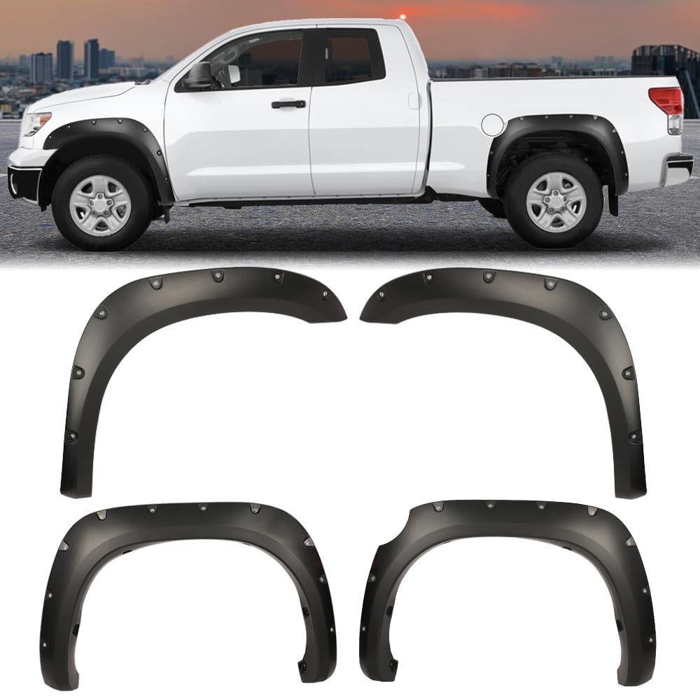 G-PLUS 4PCS Fender Flares Compatible with Toyota Tundra 2007-2013 Wheel Arch Cover Trim 5054781AB, 5054781AH, 55054780A, Smooth Pocket-Riveted