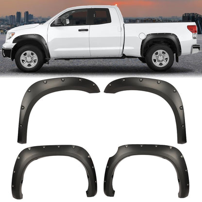 G-PLUS Pocket-Riveted Fender Flares, Compatible with Toyota Tundra 2007-2013, 4PCS Smooth Wheel Cover Protector Replacement Paintable Matte Wheel Arch Cover Trim 5054781AB/AH 55054780A