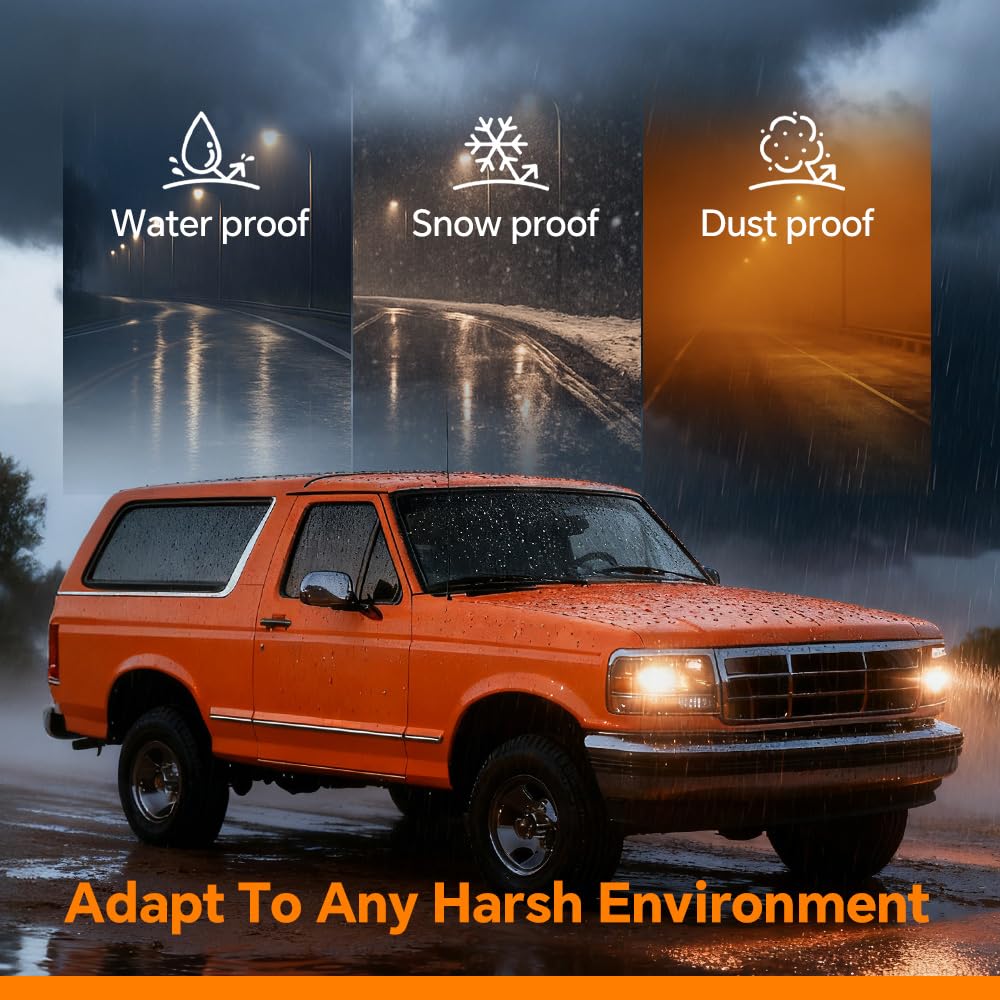 G-PLUS Headlights Fit Ford F150 250 350 Bronco F-Super Duty 1992-1997 w/Corner Signal Driver Passenger Headlamps Smoky Lens Black Housing Amber Reflector,faros delanteros