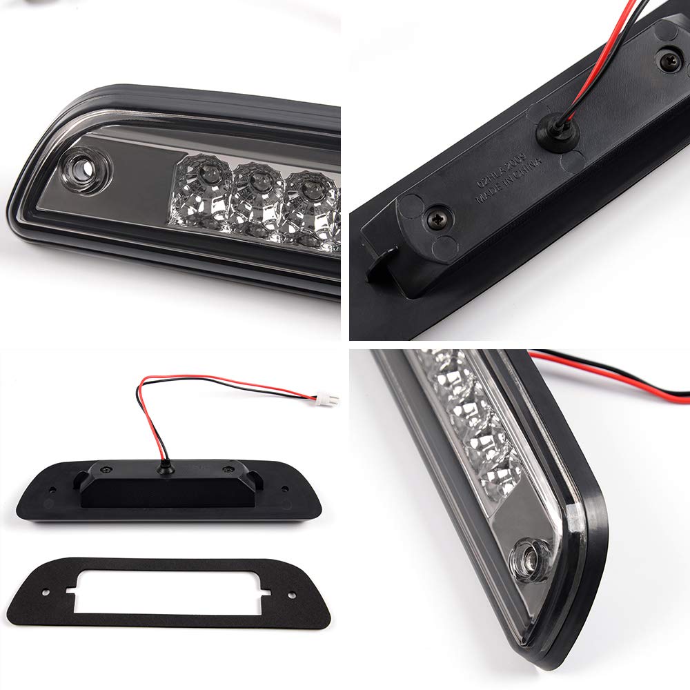 G-PLUS Third 3rd Brake Cargo Light Compatible With Toyota Tacoma 1995-2017 Rear Roof Center High Mount Tail Lamps Replacement Chrome Housing Smoky Lens