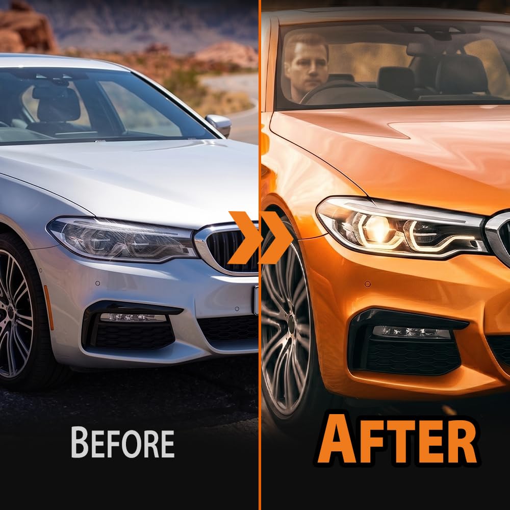 G-PLUS Headlight Lens Cover Compatible with BMW G30 G31 G38 5 Series 2016-2020 63117214962, 63117214961 Left & Right Pair Front Headlamp Lens Cover Clear