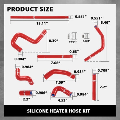 G-PLUS Silicone Heater Hose Kit Compatible with Toyota 4Runner 3.4L 1996-2002 W/Rear Heater Red