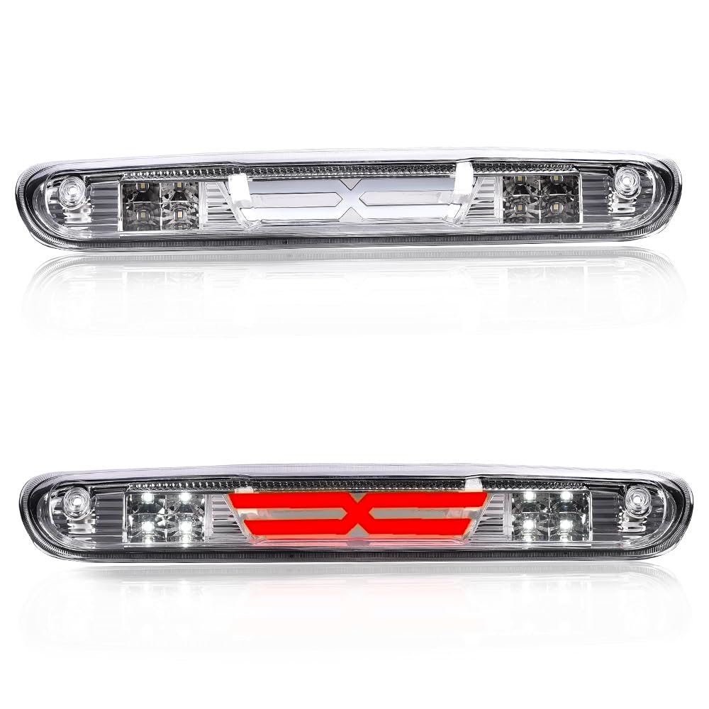 G-PLUS LED Third Brake Light Compatible With Chevy Silverado 2007 2008 2009 2010 2011 2012 2013 2014/ GMC Sierra,3RD LED Bar Brake/Cargo Light,Type X (Clear lens Chrome Housing Amber Reflector)