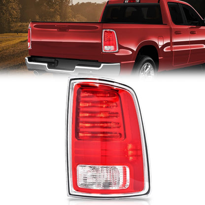 G-PLUS LED Rear Right Tail Lights Assembly w/Bulbs Fit Dodge Ram 1500 2013-2018, Fit Dodge Ram 2500 3500 2014-2018, Right Passenger Rear Brake Lamp, Clear/Red Lens, 68093078AC, CH2801203