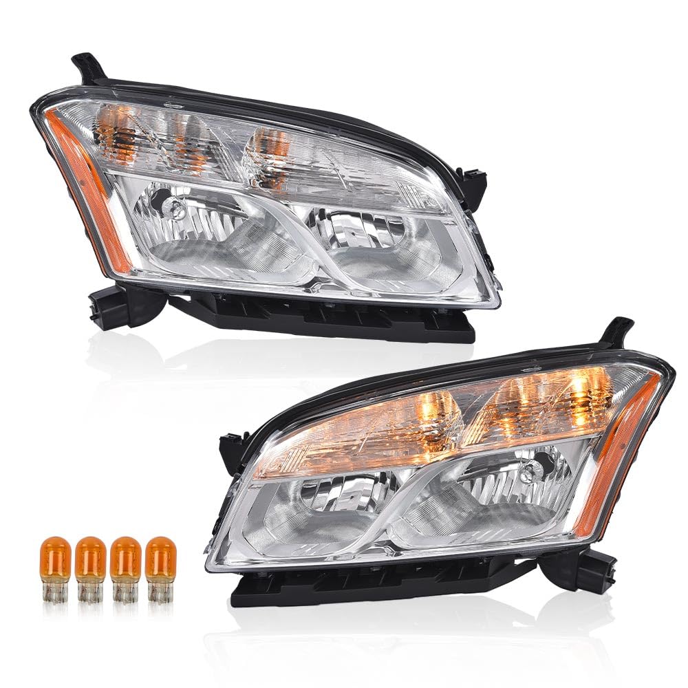 G-PLUS Headlights Assembly Compatible with Chevy Trax 2013 2014 2015 2016 Halogen Set Pair Left & Right Headlamps Clear Lens Chrome Housing Amber Reflector,faros delanteros