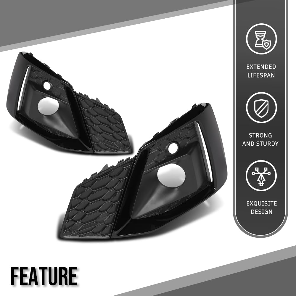 G-PLUS Front Bumper Fog Light Cover Compatible with Audi S5 Sportback / S5 / A5 Sportback / A5 2020 2021 2022 2023 8W6807681T3Q7, 8W6807682T3Q7 Black