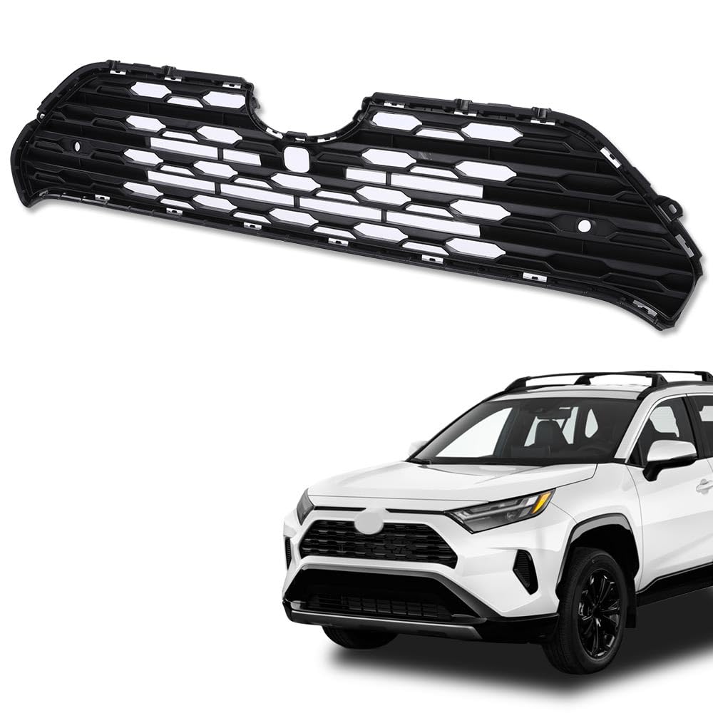 G-PLUS Front Center Bumper Grille with Radar Holes (Black) Compatible with Toyota RAV4 2019 2020 2021 2022 TO1200439, 531120R130