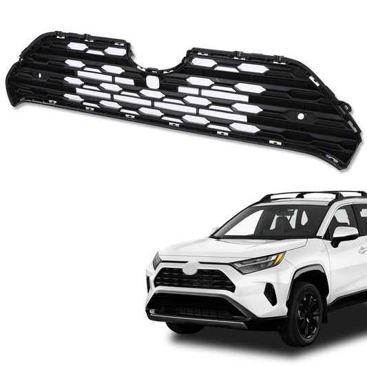 G-PLUS Front Center Bumper Grille with Radar Holes (Black) Compatible with Toyota RAV4 2019 2020 2021 2022 TO1200439, 531120R130