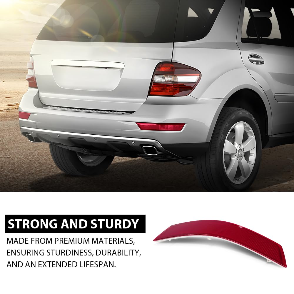 G-PLUS Pair Rear Bumper Reflector Light, Compatible with Benz ML-Class ML320 ML350 ML550 ML63 2008-2011, Left & Right Side 2PCS, 1648200374, 1648200674