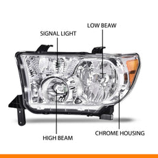 G-PLUS Headlights for Toyota Tundra 2007-2013 Sequoia 2008-2017 Chrome Housing Additional Angle