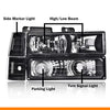 G-PLUS Headlights Assembly, Fit 1994 1995 1996 1997 1998 1999 GMC C1500 K1500 Yukon Bumper Headlamps, Clear Lens Black Housing Clear Reflector,faros delanteros
