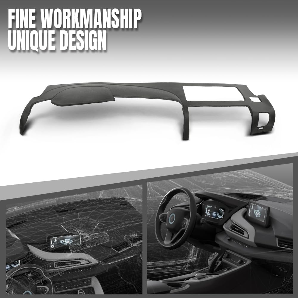 G-PLUS TPE Dash Cover Dashboard Compatible with Chevy Silverado 2007-2013 (LS, LT, or Work Truck ONLY) / GMC Sierra 2007-2013 (SL, SLE, or Work Truck ONLY), Fit Dual Glovebox Style Dashes Only Gray