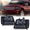 G-PLUS Headlights Assembly Compatible with Chevy Tahoe Subarban Avalanche 2007-2014 Set Pair Bumper Corner Headlamps Left & Right Smoky Lens Black Housing Clear Reflector,faros delanteros