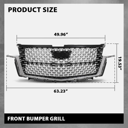 G-PLUS Bumper Grille Front Compatible with Cadillac Escalade 2021-2023 84699839 Chrome Black Plastic