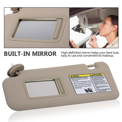 G-PLUS Left Driver Side Sun Visor Beige w/Vanity Light Compatible with Toyota Highlander 2008-2013 743200E050E0, 743200E051E0, 7432048180E1
