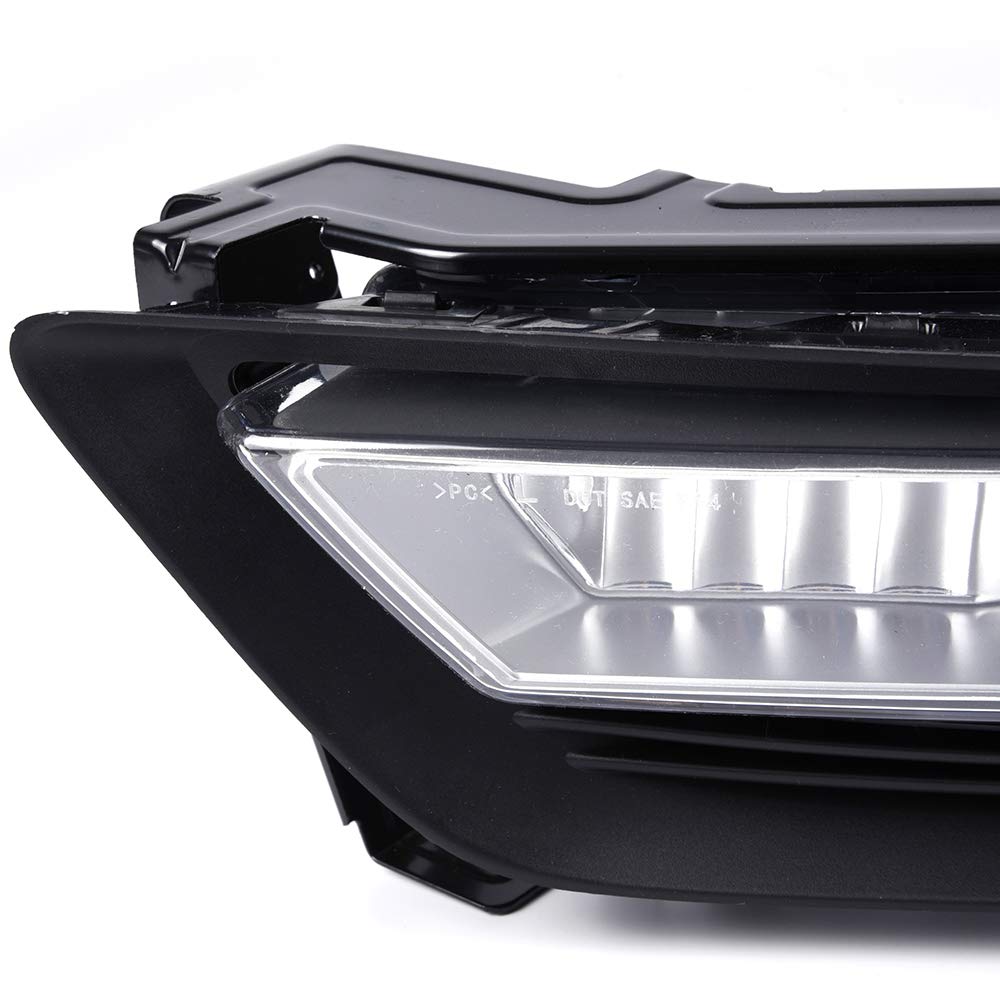 G-PLUS Fog Light Lamps Kit Compatible With 2013-2015 Honda Accord Sedan,Driving Fog Lamps W/Switch Bulbs Bezel Driver & Passenger Pair (Clear Lens)