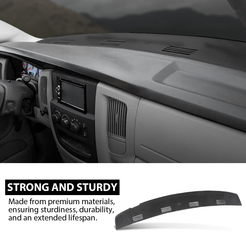G-PLUS TPE Dash Defrost Vent Cover Cap Compatible with Dodge Ram 1500 2002-2005/ Ram 2500 3500 2003-2005 Upper Dashboard Panel Black