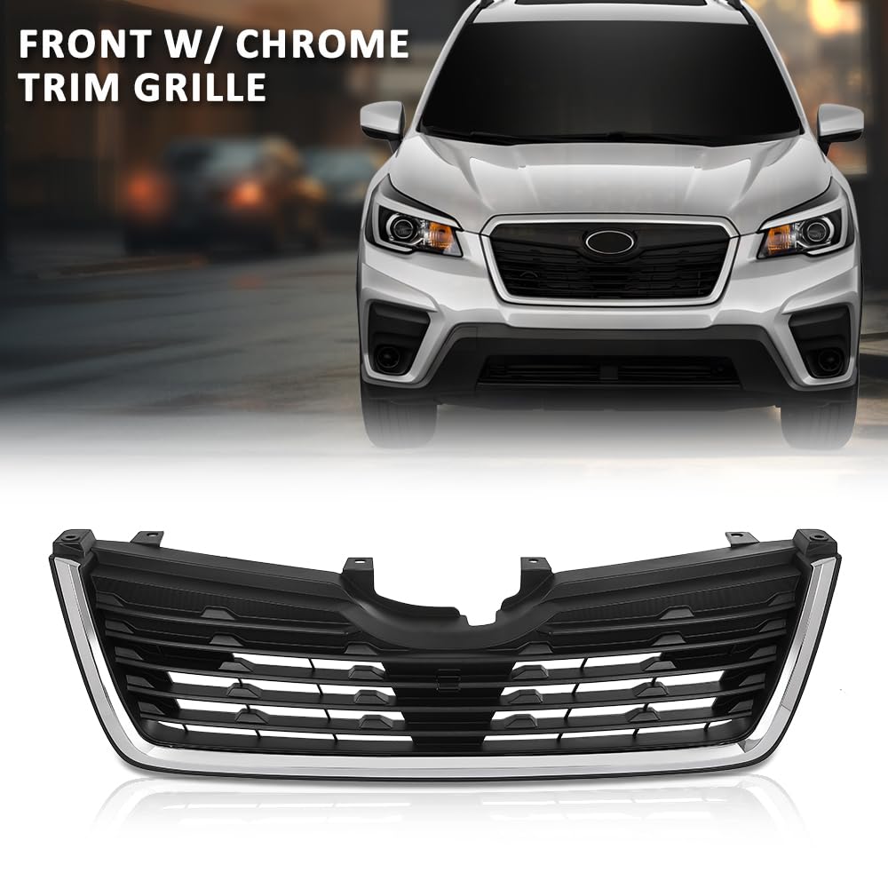 G-PLUS Front Bumper Grille Grill W/Chrome Trim Compatible with Subaru Forester 2019-2021 91121SJ110