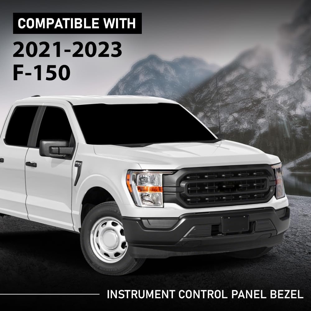 G-PLUS A/C Heater Climate Control Dash Trim Center Console Bezel Compatible with Ford F150 2021 2022 2023 Black