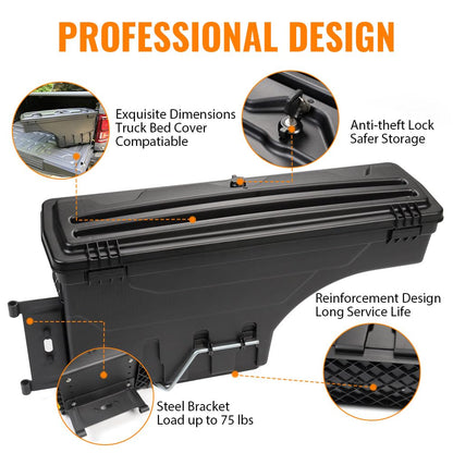 G-PLUS Rear Left Lockable Storage Box Toolbox Compatible with Ford F150 2015 2016 2017 2018 2019 2020 Left Driver Side Truck Bed Box