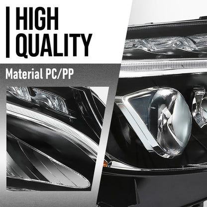 G-PLUS LED Headlight Right Side Compatible with Benz C-Class C300 W205 2015 2016 2017 2018 205906780364, MB2503227 Black