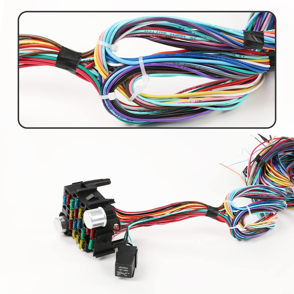 G-PLUS Extra Long Wire 21 Circuit Harness Compatible with Chevy Mopar Ford Hotrod