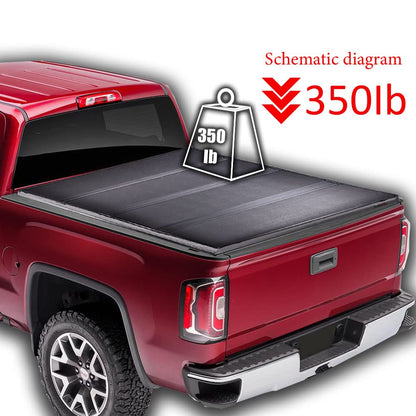 G-PLUS T4 Four-Fold Hard Lock 8Ft Truck Tonneau Cover Compatible with 2007-2013 Chevy Silverado/GMC Sierra | 8'Long Bed Black