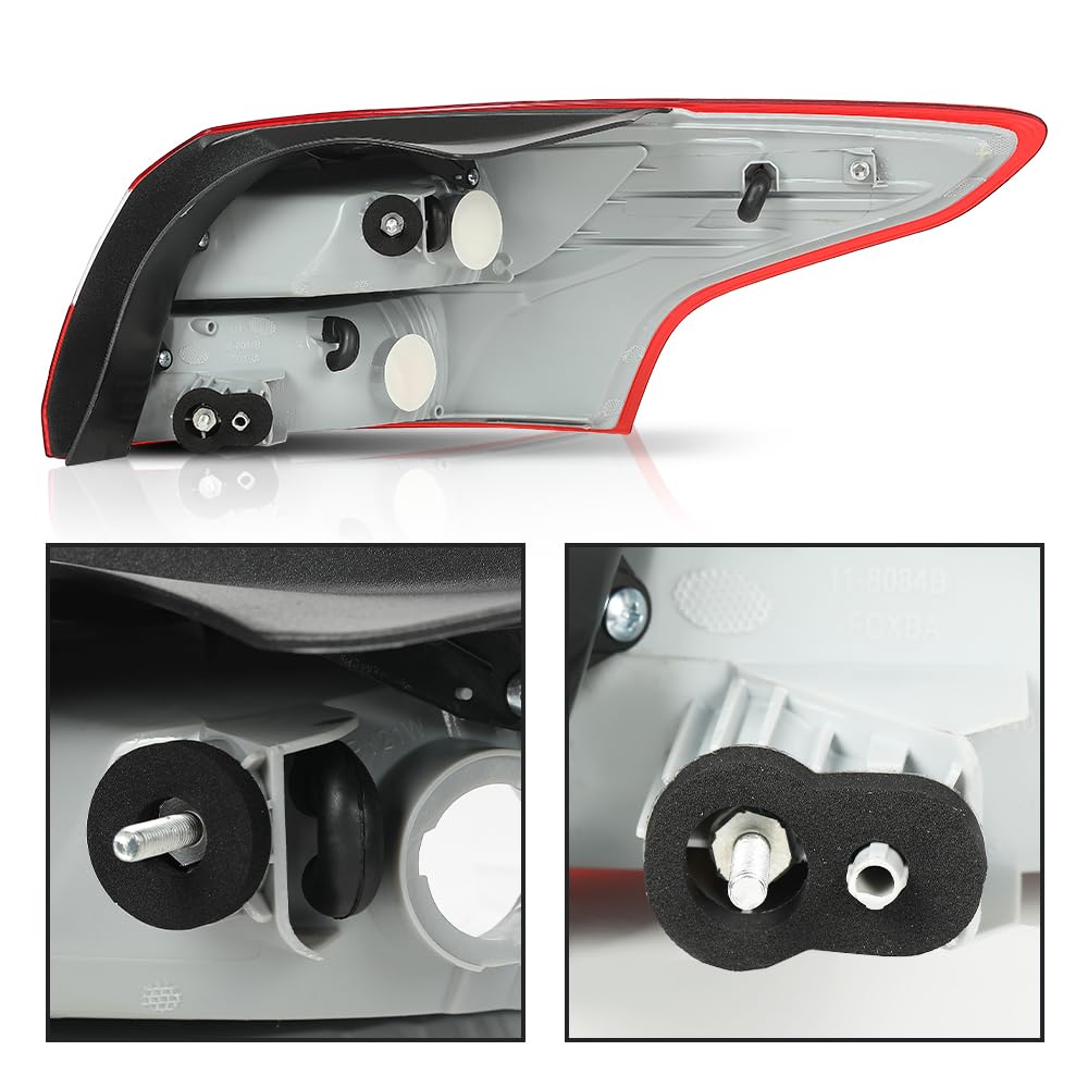 G-PLUS Rear Tail Light Compatible with 2012 2013 2014 Ford Focus 4-Door DM5Z13405E (Compatible 4-Door Sedan Model) Luces Traseras, Faros Traseros Brake Lamp w/o Bulbs Left Driver SideAssembly