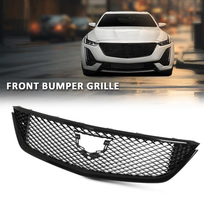 G-PLUS Front Bumper Hood Grille Grill Mesh Compatible with Cadillac CT5 2020-2024 84517549, 84613162, 84934970 Gloss Black