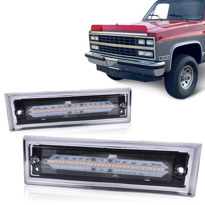 G-PLUS Smoke Lens Amber LED Front Side Marker Light Compatible with 81-91 Chevy C10 C20 C30 GMC GM2550115, GM2551107