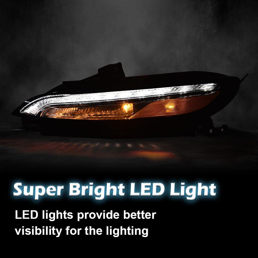 G-PLUS [ White LED DRL Parking Light Turn Signal Lamp With Bulbs Compatible with 2014-2018 Jeep Cherokee 68157103AQ Left Driver Side