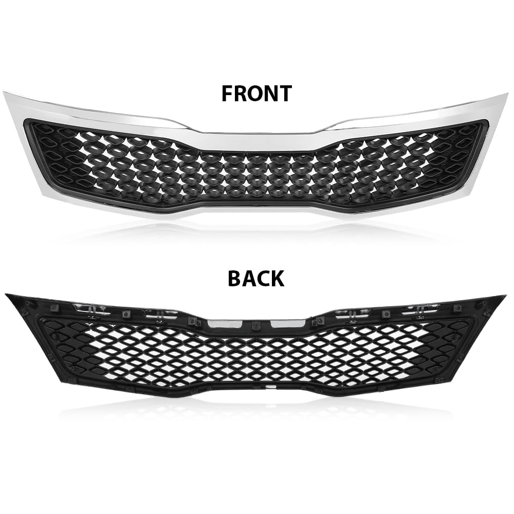 G-PLUS Chrome Bumper Replacement Grille Compatible with Kia Optima EX LX 2011 2012 2013（Not for Hybrid）KI1200143, 863502T000