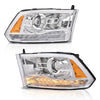 G-PLUS LED Bar Plank Style Headlights Fit for Dodge Ram 1500 2500 3500 2013-2018 Projector Headlamp,Fit Models w/Dual Beam& Quad Beam Models,Clear Lens Chrome Housing Amber Reflector