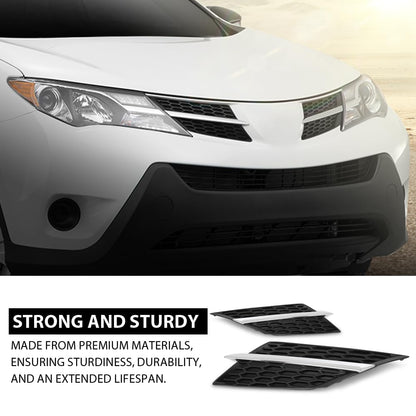 G-PLUS Front Bumper Grille Black Chrome Left and Right Compatible with Toyota RAV4 2013-2015 TO1200361, TO1200360