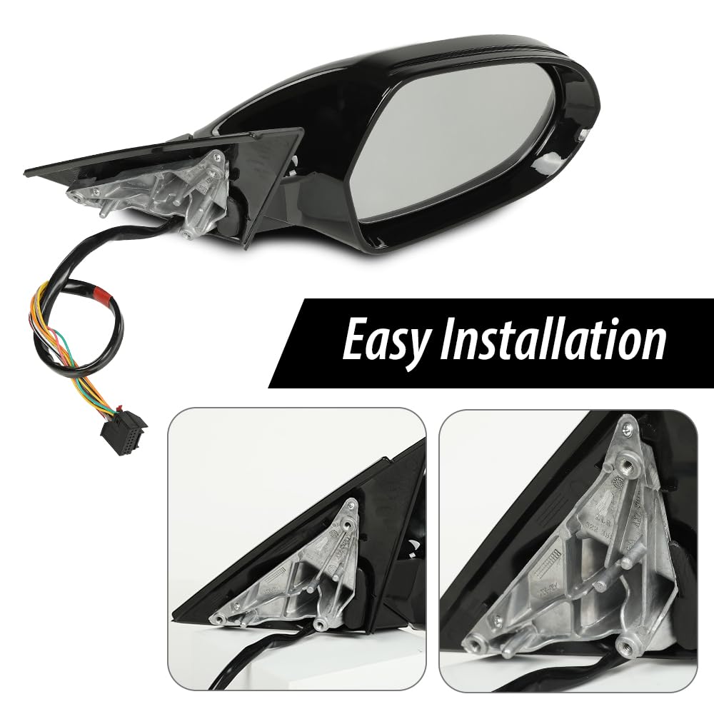 G-PLUS Side Mirror Memory Signal Power Folding Right Passenger Side 12pin Compatible with Audi A6 Premium 2012-2018/Fit Audi S6 2013-2018 128-64021R 4G1857410 4G185750 4G08575 Glossy Black