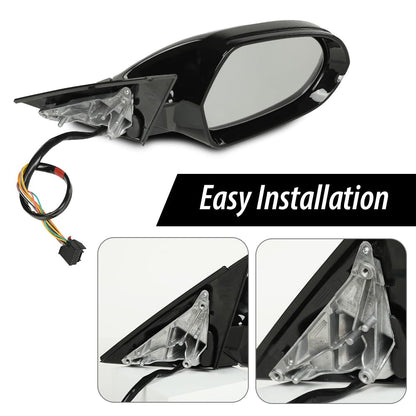 G-PLUS Side Mirror Memory Signal Power Folding Right Passenger Side 12pin Compatible with Audi A6 Premium 2012-2018/Fit Audi S6 2013-2018 128-64021R 4G1857410 4G185750 4G08575 Glossy Black