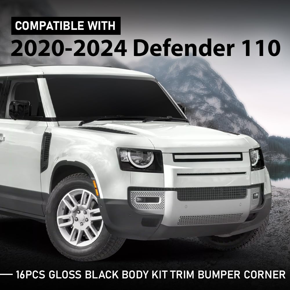 G-PLUS Body Kit Trim Bumper Corner Side Skirts Compatible with Defender L663 110 2020-2024 Gloss Black 16PCS