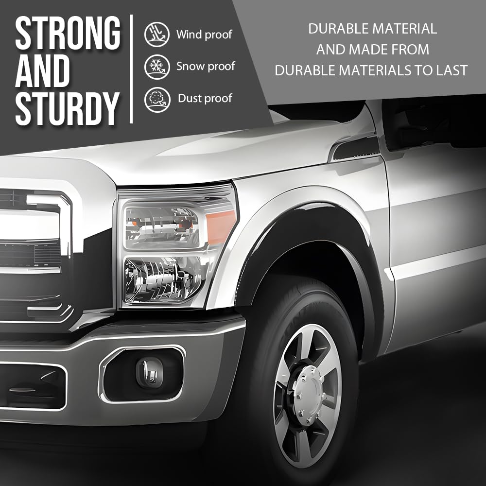 G-PLUS 4PCS Fender Flares Compatible with Ford F250 F350 Super Duty 2011-2016, Left & Right Wheel Trim Opening Molding, Factory Style