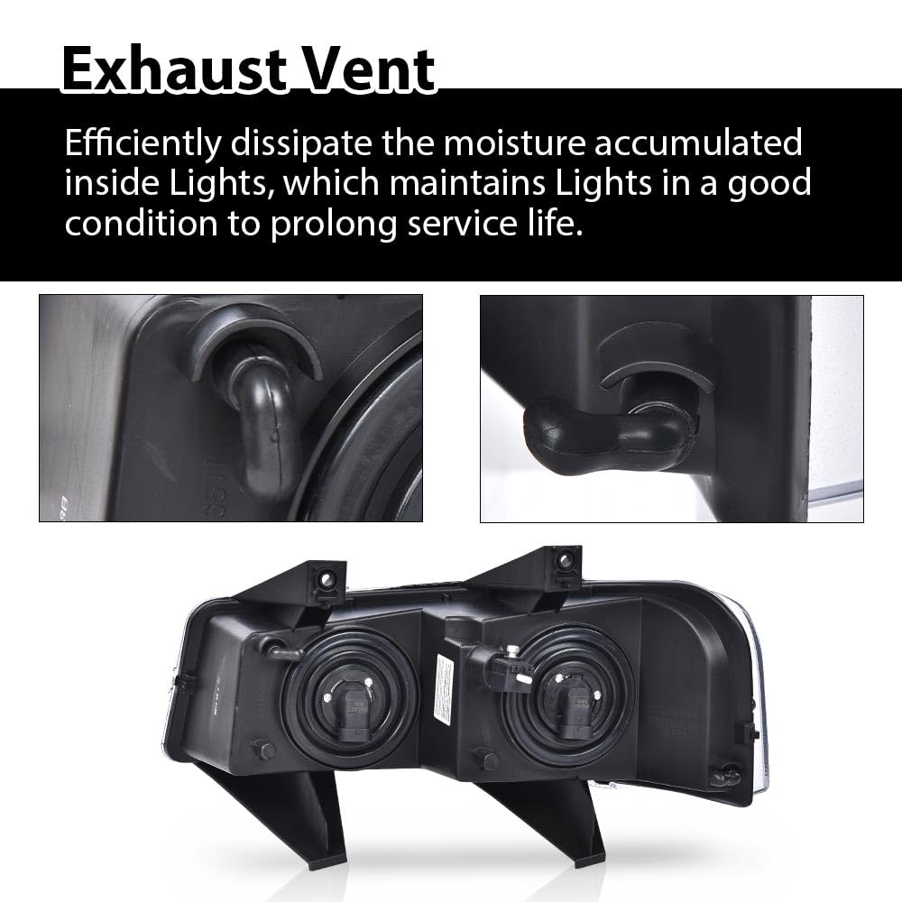 G-PLUS Headlights Assembly w/Bulbs Compatible with Chevy Express 1500 2500 3500 Van 2003-2019/Compatible with GMC Savana 1500 2500 3500 Van 2003-2019 Headlamp Clear Lens Chrome Housing Amber Reflector