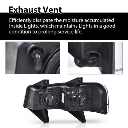 G-PLUS Headlights Assembly w/Bulbs Compatible with Chevy Express 1500 2500 3500 Van 2003-2019/Compatible with GMC Savana 1500 2500 3500 Van 2003-2019 Headlamp Clear Lens Chrome Housing Amber Reflector