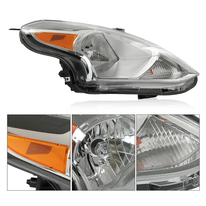 G-PLUS Headlights Assembly Compatible with Nissan Versa 2015-2019 Headlamps w/Bulbs 2Pc Pair Left & Right Side Halogen Clear Lens Chrome Housing Amber Reflector,faros delanteros