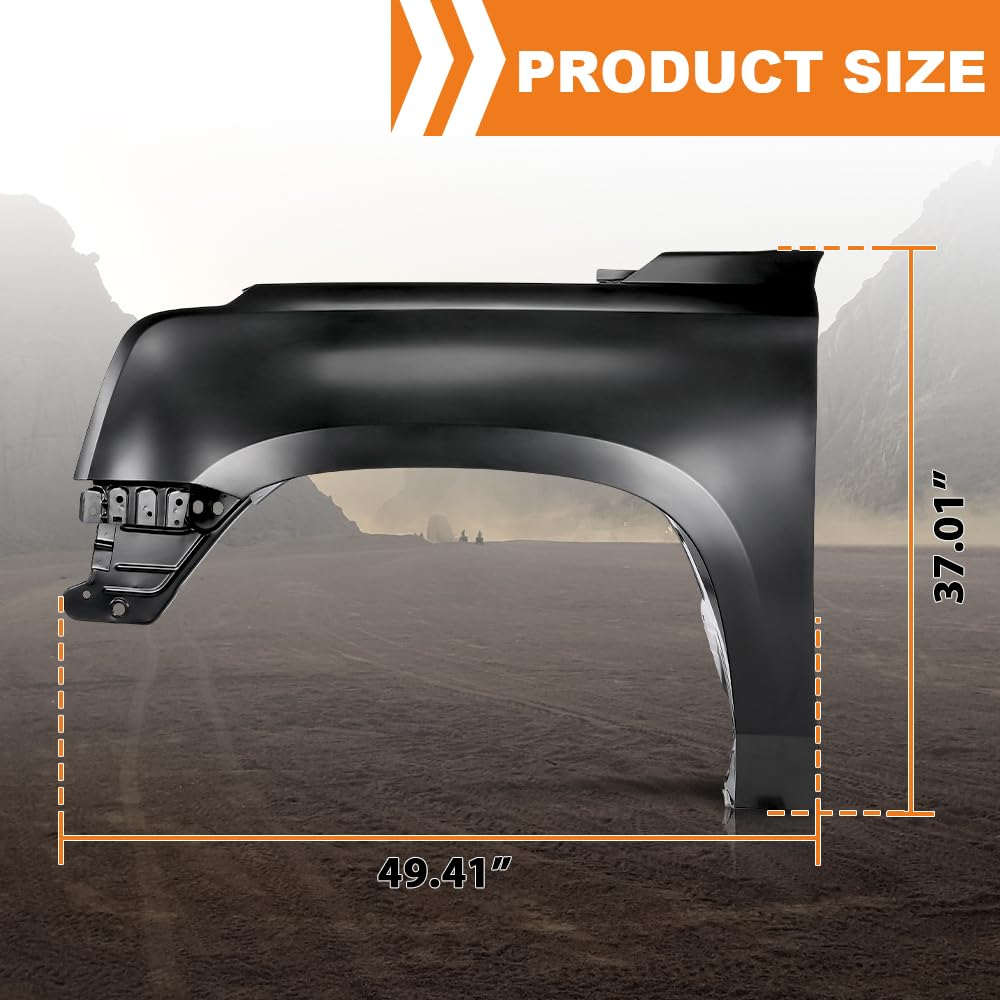 G-PLUS Front Left Driver Side Fender Compatible with GMC Yukon/Yukon XL(submodel: Denali, SLE, SLT) 2015-2020 Black