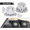 G-PLUS Chrome Wheel Covers Rear Axle Hub Caps 4 PCS Compatible with Most of 10 Holes 22.5" & 24.5" Semi-Truck Wheels with 11.25" Bolt Circle Wheels with 33mm Thread-On Lug Nut Covers