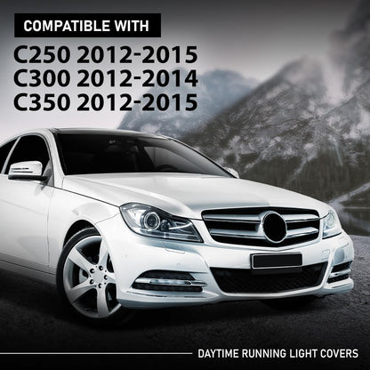G-PLUS Pair Fog Light Cover Daytime Running Light Cover, Compatible with Benz C250 C350 2012-2015/C300 2012-2014, LH Driver & RH Right 2PCS, 2048803224, 2048803324