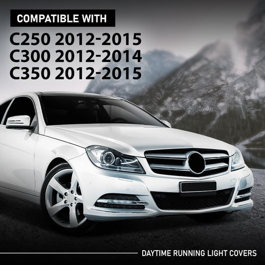 G-PLUS Pair Fog Light Cover Daytime Running Light Cover, Compatible with Benz C250 C350 2012-2015/C300 2012-2014, LH Driver & RH Right 2PCS, 2048803224, 2048803324