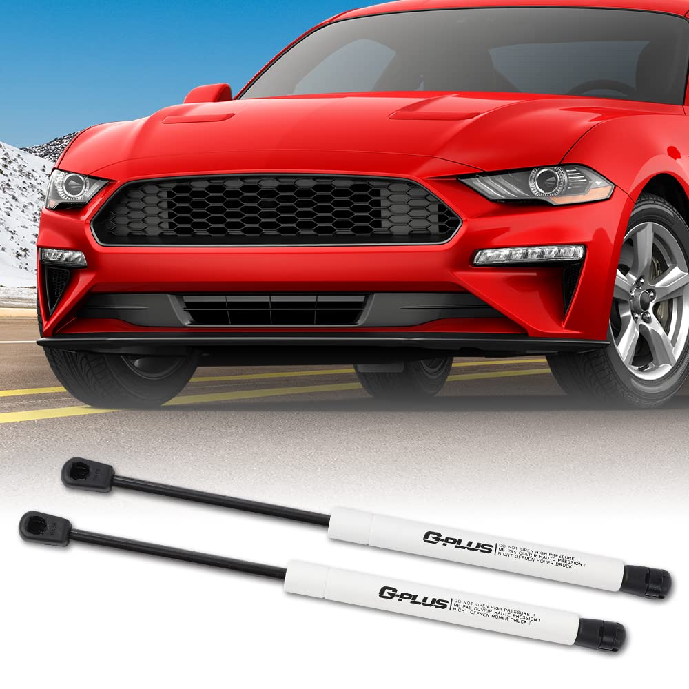 G-PLUS Racing Hood Lift Strut Damper Shock Set- Complete Kit White Compatible with Ford Mustang 15-21