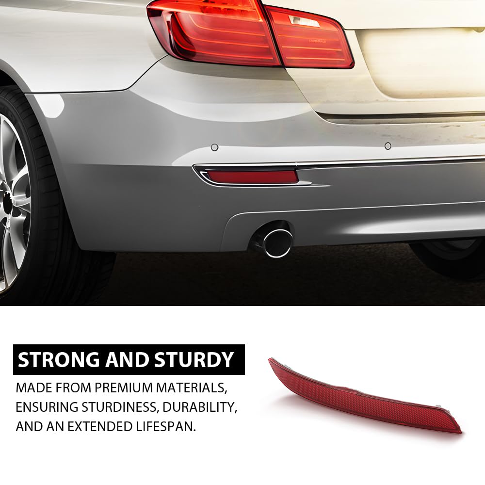 G-PLUS Rear Left Side Bumper Reflector Compatible with BMW M5 550i 550i xDrive 535i xDrive 2013-2016 63147842955 Red
