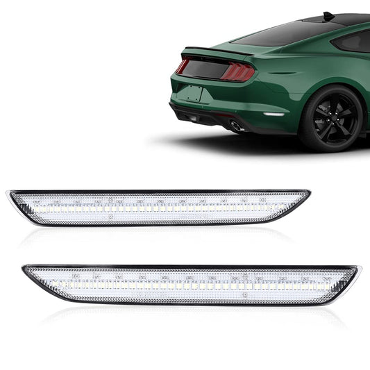 G-PLUS White LED Rear Side Marker Lights Lamps With Bulbs Compatible with Ford Mustang 2015-2022 FR3Z-15A201-A, FR3Z-15A101-A, FR3Z15A201A, FR3Z15A101A Pair Clear Lens